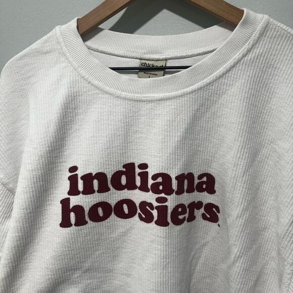 Indiana Hoosiers Chicka-d White Ribbed Crewneck Sweatshirt L - Picture 2 of 6